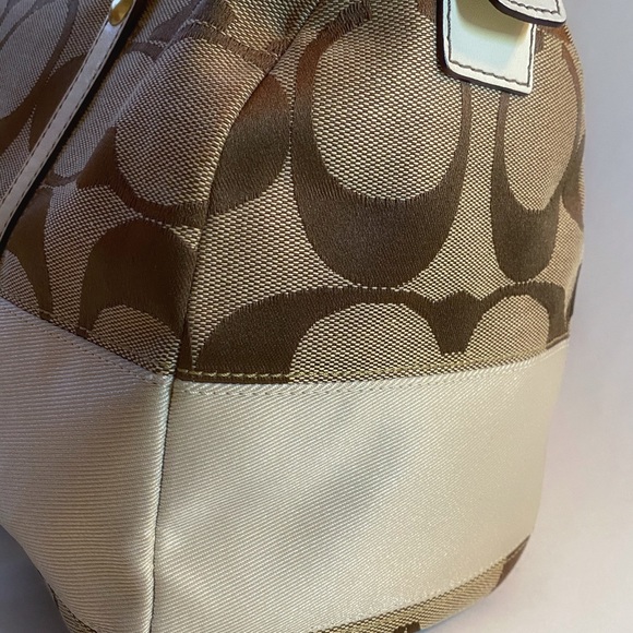 Coach Beige Signature Boston Handbag with Dust Bag - Picture 3 of 5